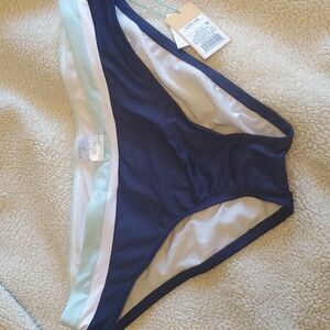 Nwt Kona sol navy stripe bikini bottom sz l